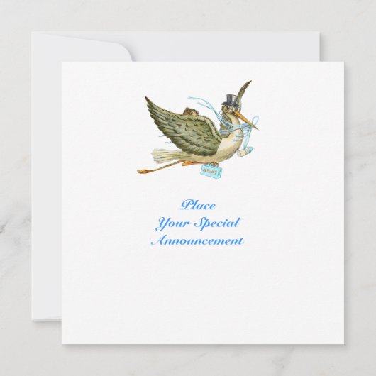 Invitation BABY SHOWER STORK, blanc (Dos)