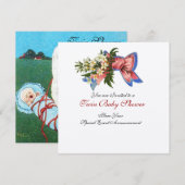 Invitation BABY SHOWER STORK TWIN, champagne métallique (Devant / Derrière)