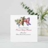 Invitation BABY SHOWER STORK TWIN, champagne métallique (Debout devant)