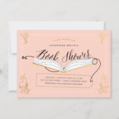 Invitation Baby shower Storybook Gold Pink Fairy (Devant)