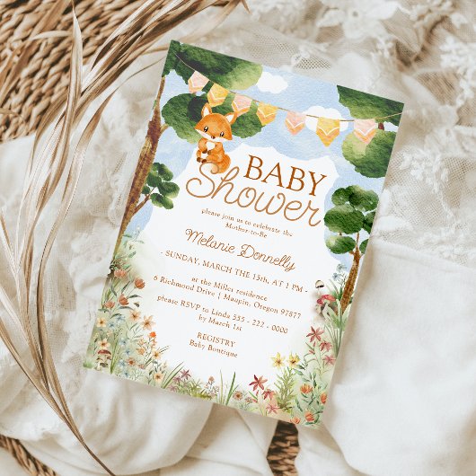 Invitation Baby shower Storybook Woodland Fox