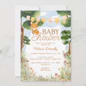 Invitation Baby shower Storybook Woodland Fox (Devant)