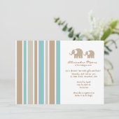 Invitation Baby shower Stripes & Elephants (Debout devant)