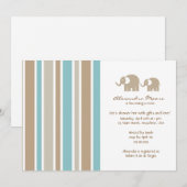 Invitation Baby shower Stripes & Elephants (Devant / Derrière)