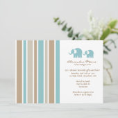 Invitation Baby shower Stripes & Elephants (Debout devant)