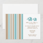 Invitation Baby shower Stripes & Elephants (Devant / Derrière)