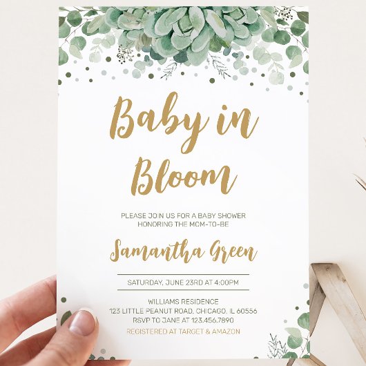 Invitation Baby shower Succulent