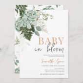 Invitation Baby shower Succulent (Devant / Derrière)