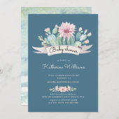 invitation baby shower succulent aquarelle (Devant / Derrière)