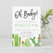 Invitation Baby shower Succulent Cactus Fiesta (Debout devant)