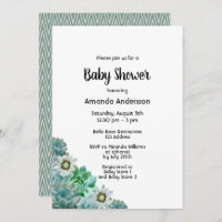 Baby shower succulent cati fleurs blanc vert