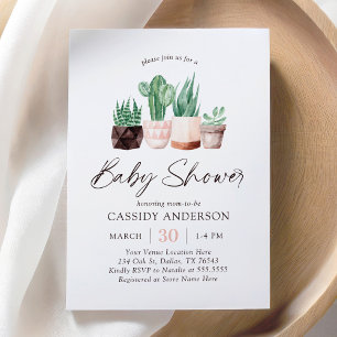 Invitation Baby shower Succulent de Boho Cactus