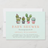 Invitation Baby shower Succulent de cactus d'aquarelle (Devant)