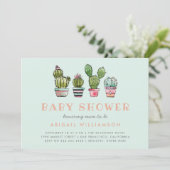 Invitation Baby shower Succulent de cactus d'aquarelle (Debout devant)