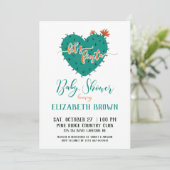 Invitation Baby shower Succulent de Fiesta Coeur (Debout devant)
