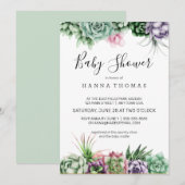 Invitation Baby shower Succulent du désert (Devant / Derrière)