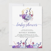 Invitation Baby shower Succulent Floral Violet (Devant)