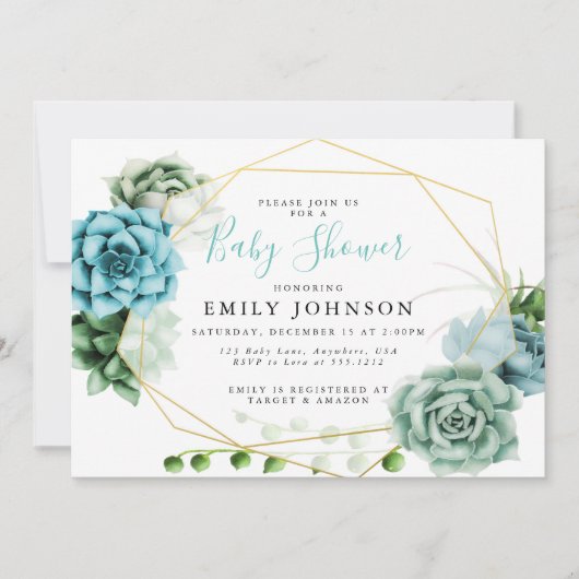 Invitation Baby shower Succulente (Devant)