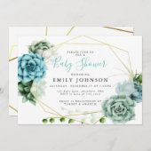 Invitation Baby shower Succulente (Devant / Derrière)