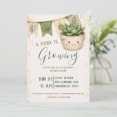 Invitation Baby Shower Succulente Mignonne (Debout devant)