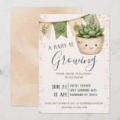 Invitation Baby Shower Succulente Mignonne (Devant / Derrière)
