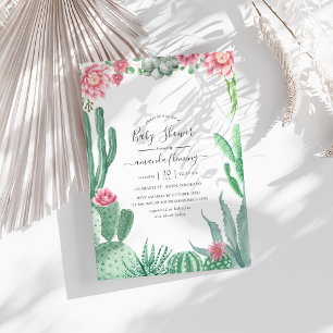 Invitation Baby Shower Succulents Aquarelle