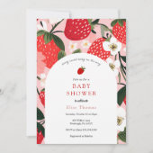 Invitation Baby shower sucré à la fraise (Devant)
