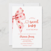 Invitation Baby shower sucré aux baies de fraise Bow (Devant)