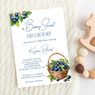 Invitation Baby shower sucré aux bleuets