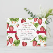 Invitation baby shower sucré aux fraises (Debout devant)