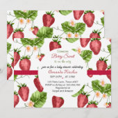 Invitation baby shower sucré aux fraises (Devant / Derrière)