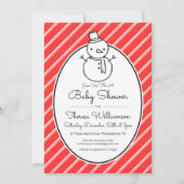 Invitation Baby shower | Sucre de canne hiver Snowman (Devant)