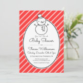 Invitation Baby shower | Sucre de canne hiver Snowman (Debout devant)