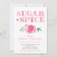 Baby shower sucre & épices, fleurs d'aquarelle ros