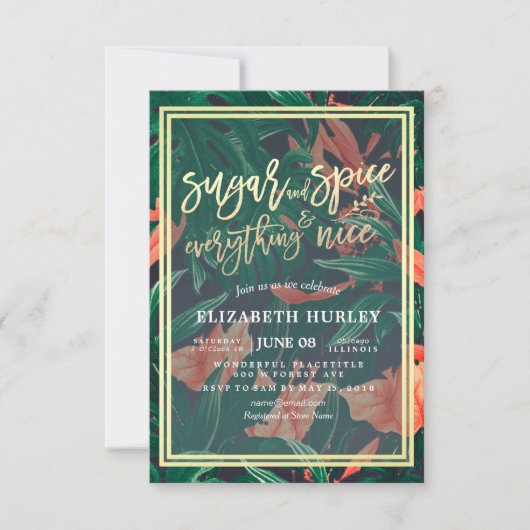 Invitation Baby shower Sucre & Épices & Tout Nice Fleur (Devant)