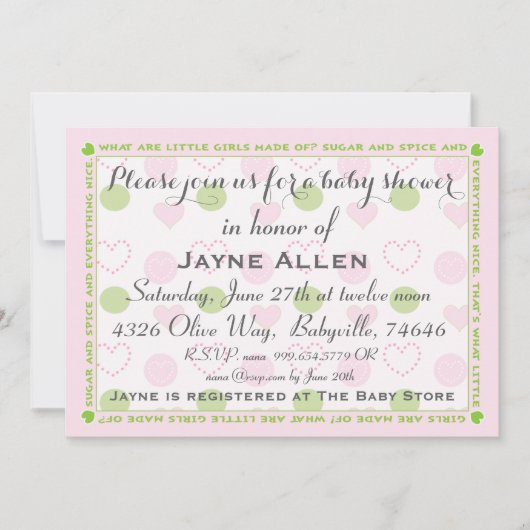 Invitation baby shower "Sucre et épices" (Devant)