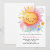 Invitation Baby shower Sun Girl modifiable (Devant / Derrière)