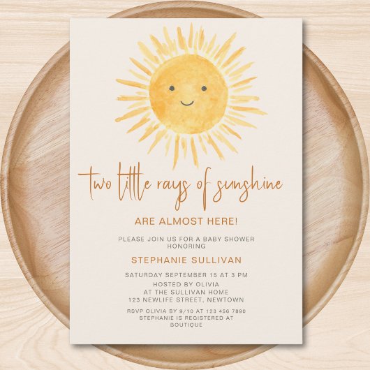 Invitation Baby shower Sun Twins