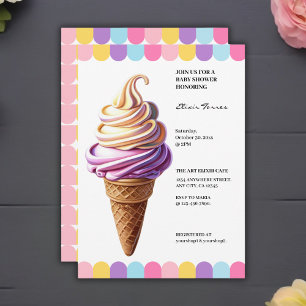Invitation Baby Shower Sundae de glace pastel coloré