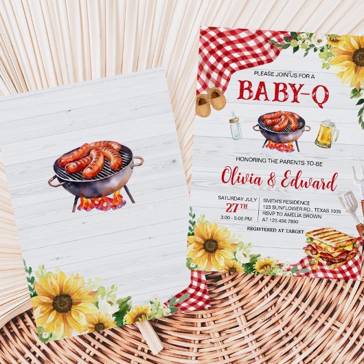 Invitation Baby shower Sunflower BBQ