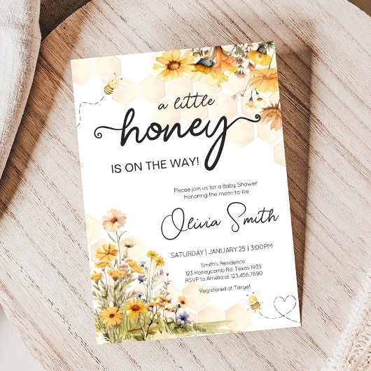 Invitation Baby shower Sunflower Little Honey