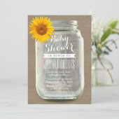 Invitation Baby shower Sunflower & Mason Jar Burlap (Debout devant)