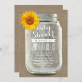 Invitation Baby shower Sunflower & Mason Jar Burlap (Devant / Derrière)