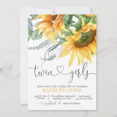 Invitation Baby shower Sunflower Twins (Devant)