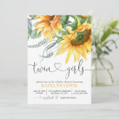 Invitation Baby shower Sunflower Twins (Debout devant)