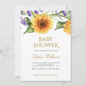 Invitation Baby shower Sunflowers & Lavender (Devant)