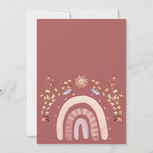 Invitation Baby shower Sunshine Arc-en-ciel Boho (Dos)