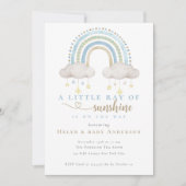 Invitation Baby shower Sunshine Blue Boho Rainbow Boy (Devant)
