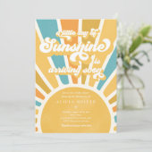 Invitation Baby Shower Sunshine Bohème Rétro Jaune Sunshine (Debout devant)