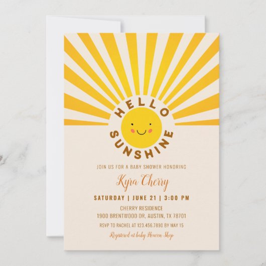 Invitation Baby shower Sunshine Boho (Devant)